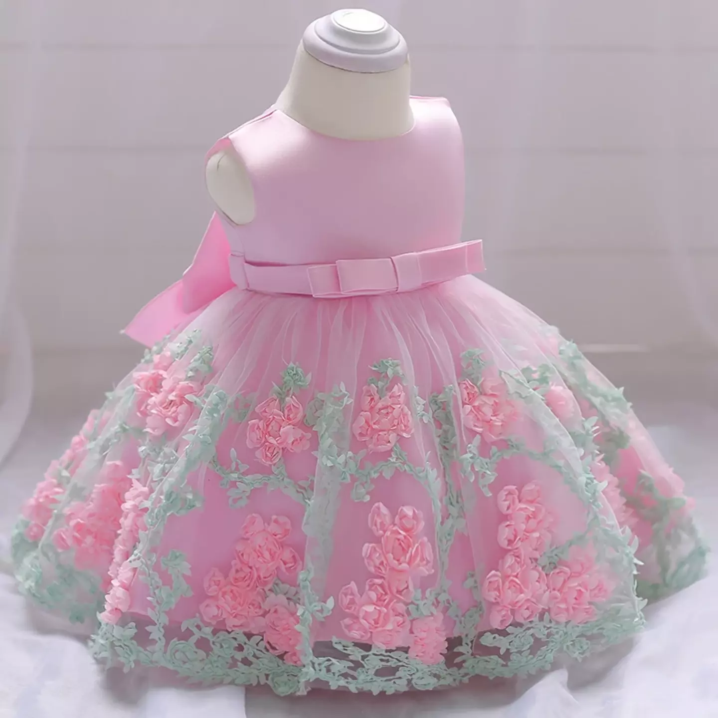 Yeri II Pink Waistband Knee Length Party Dress for Baby, Toddler & Girls