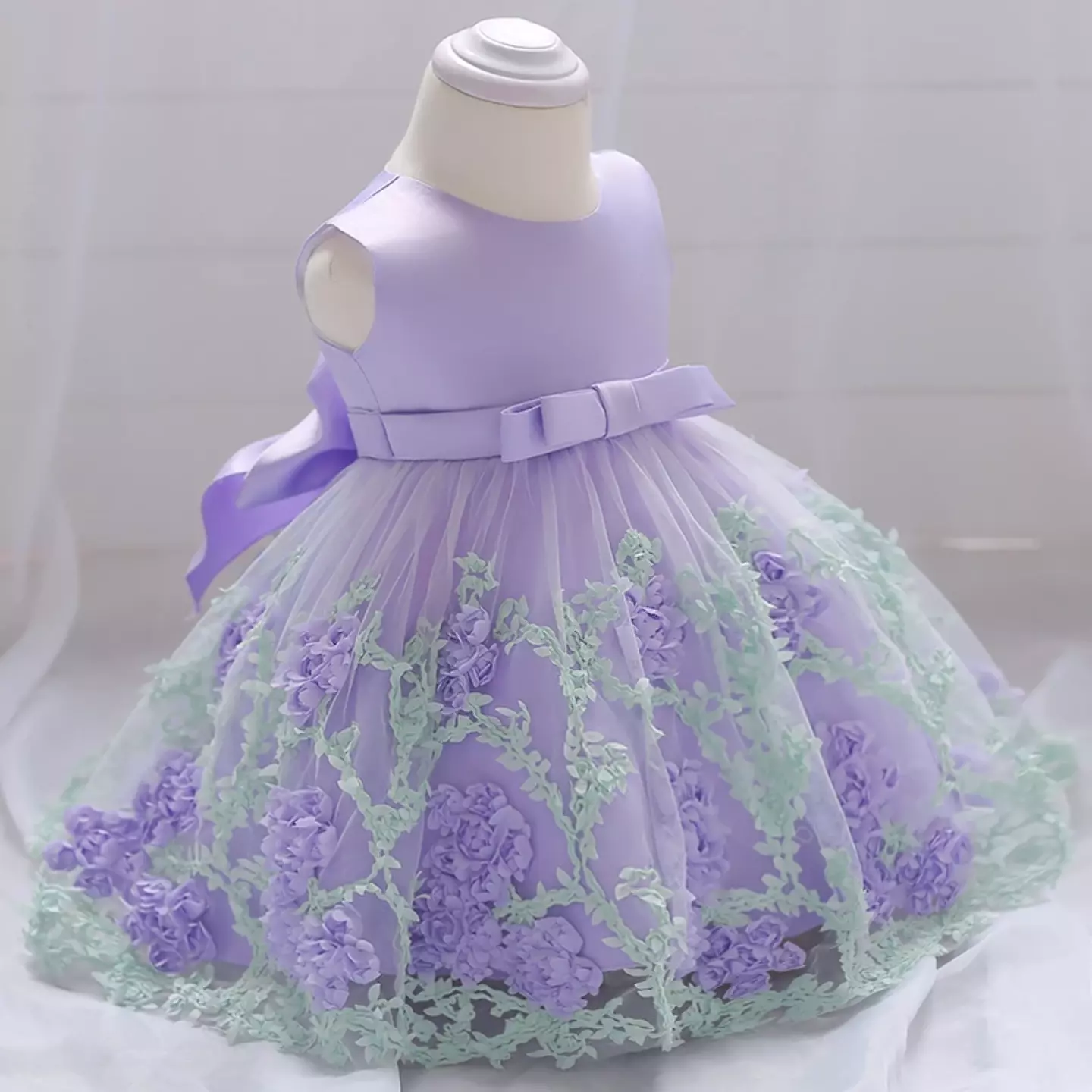 Yeri II Lavender Round Neck Knee Length Party Dress for Baby, Toddler & Girls