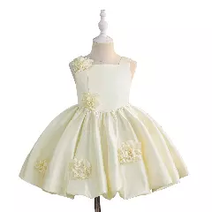 Elisabetta Ivory Sleeveless Floral Girls Party Dress