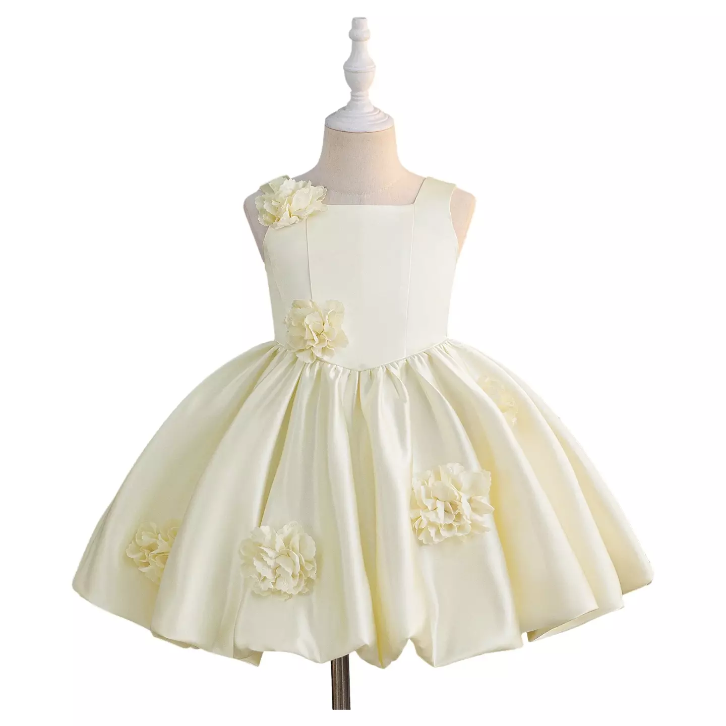 Elisabetta Ivory Sleeveless Floral Girls Party Dress