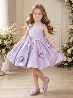 Elisabetta Lavender Pleated Flower Girls Party Dress