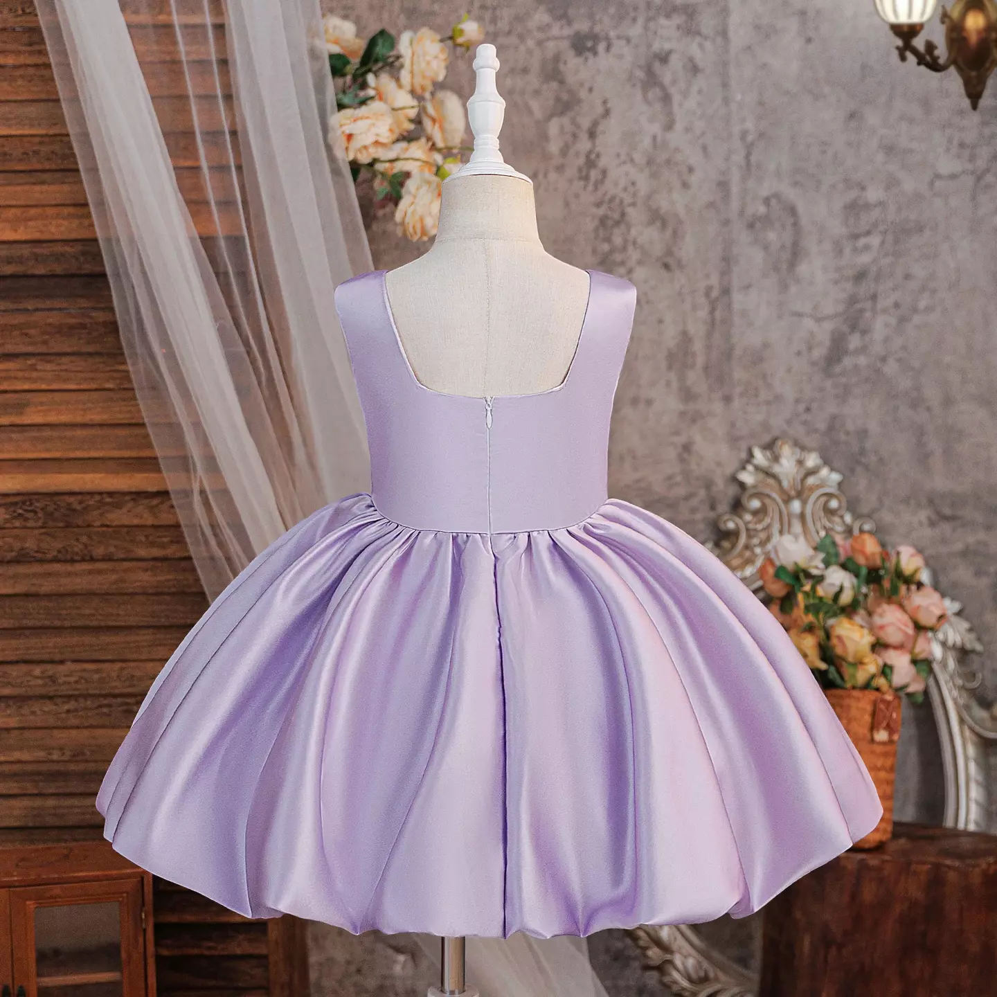 Elisabetta Lavender Pleated Flower Girls Party Dress