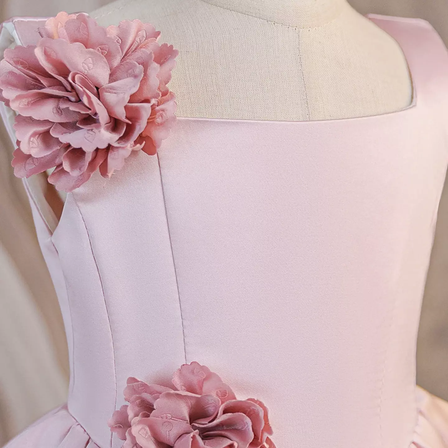 Elisabetta Dusty Pink Flower Applique Girls Party Dress
