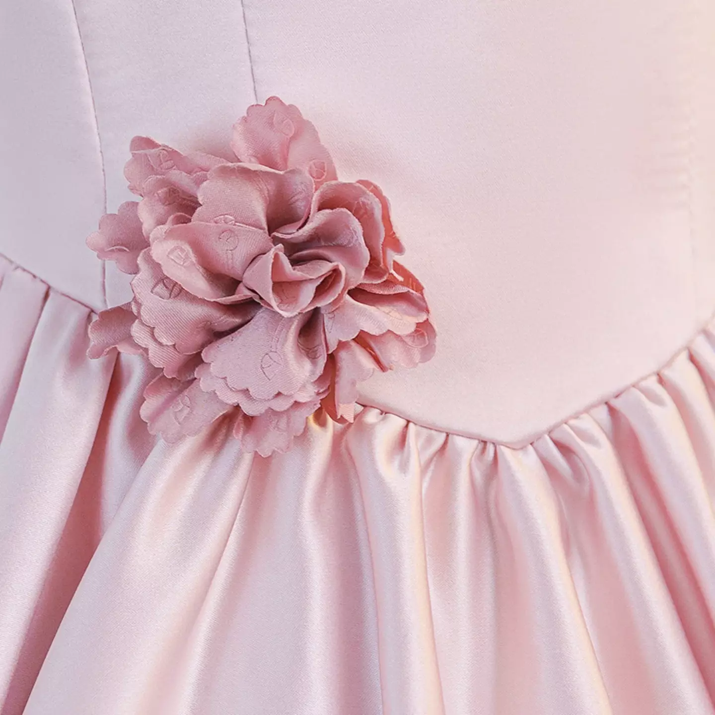 Elisabetta Dusty Pink Flower Applique Girls Party Dress