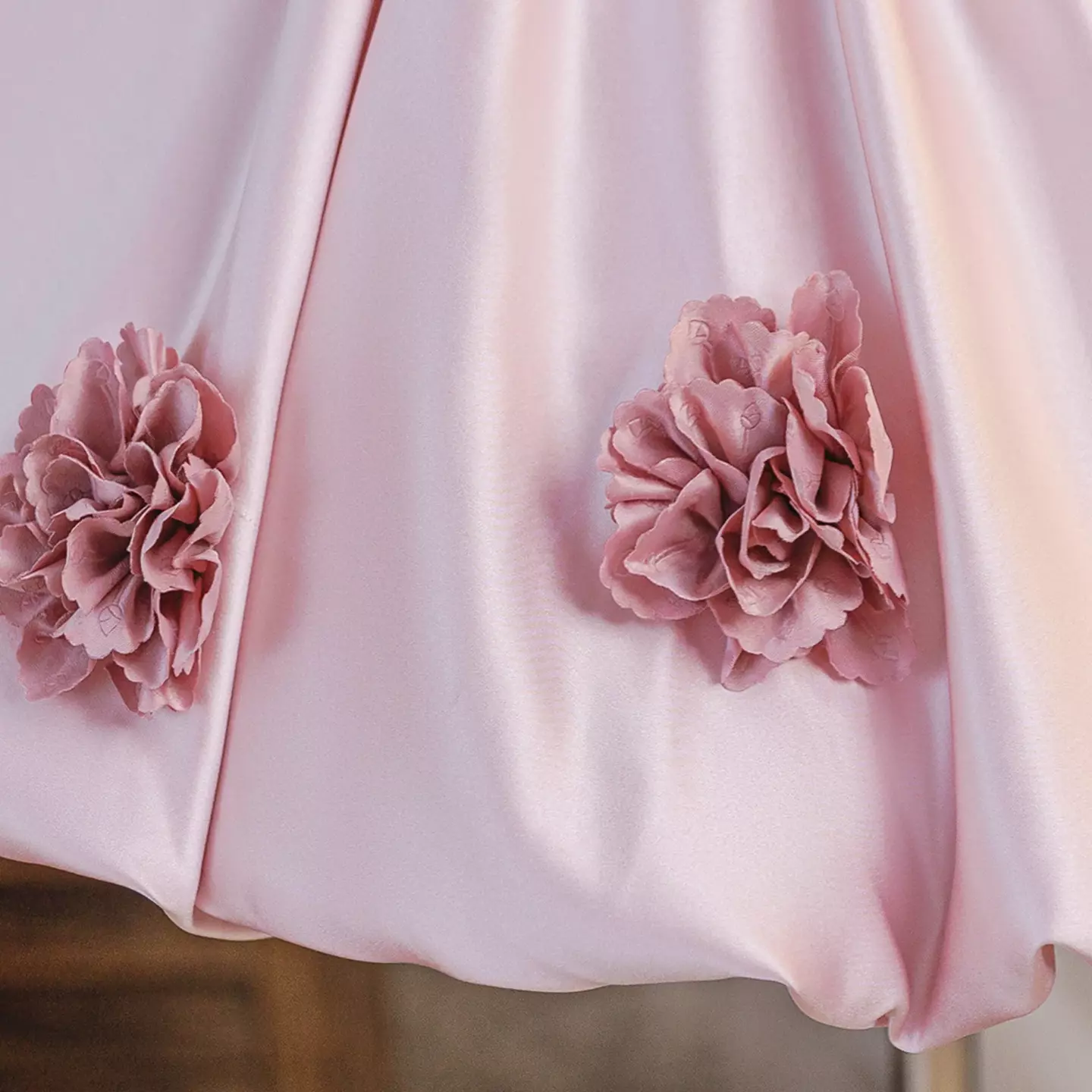 Elisabetta Dusty Pink Flower Applique Girls Party Dress