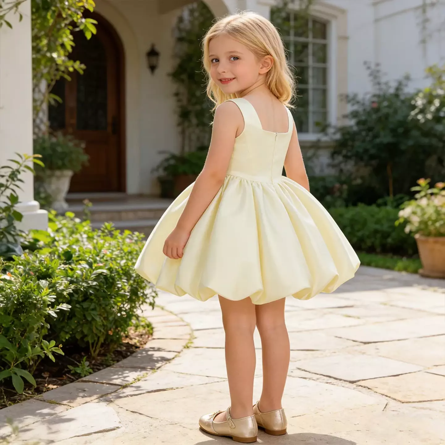 Elisabetta Ivory Sleeveless Floral Girls Party Dress