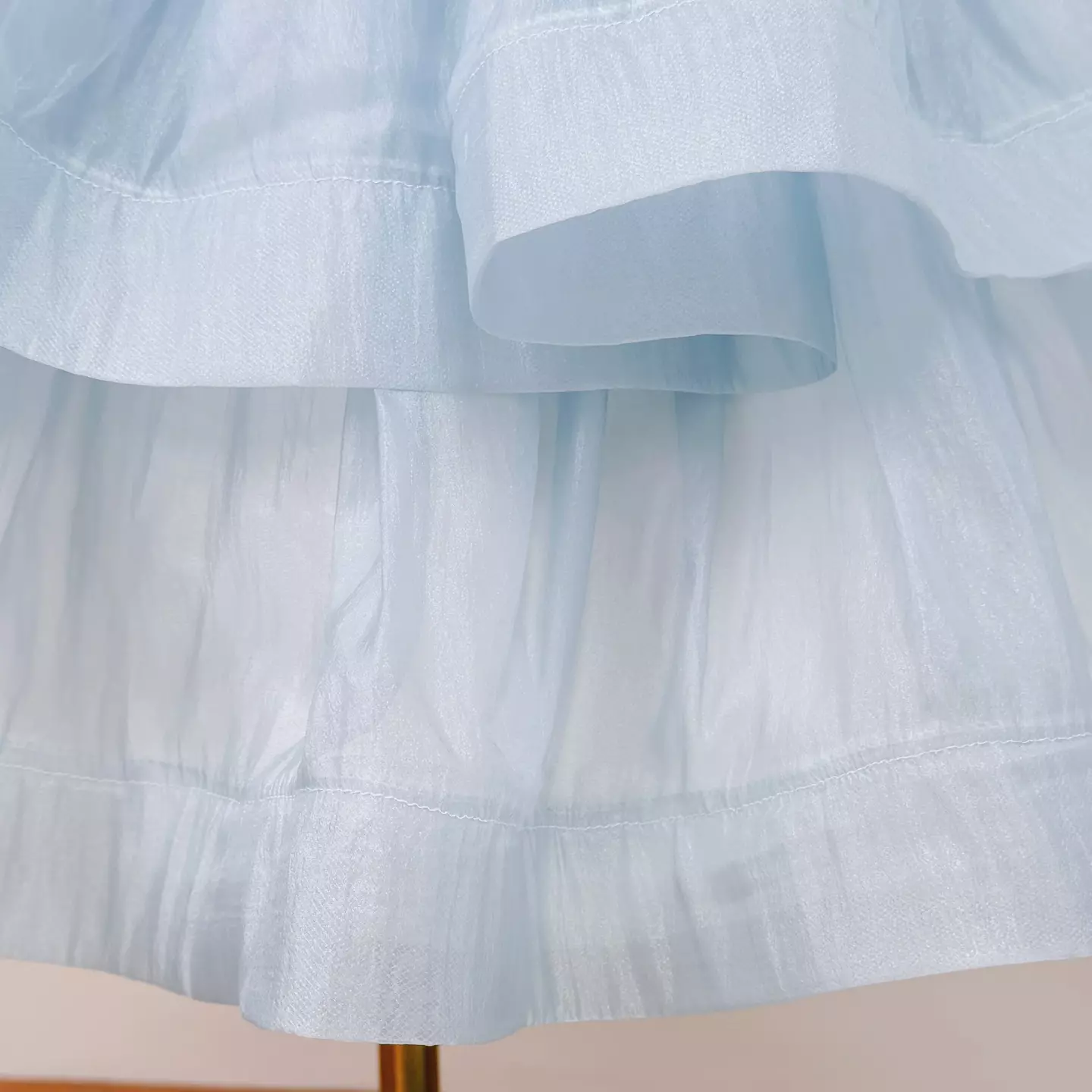 Maya Blue Ruffle Strap Ruched Tiered Girls Party Dress