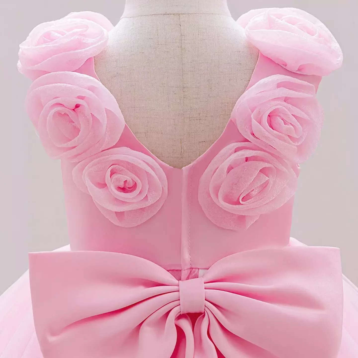 McCartney Pink Rose Back Bow Baby Birthday Party Dress