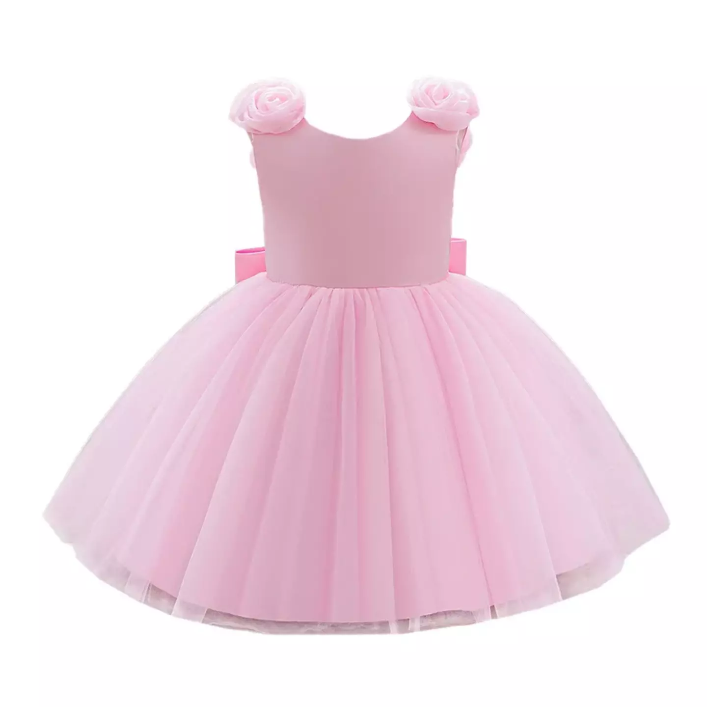McCartney Pink Rose Back Bow Baby Birthday Party Dress