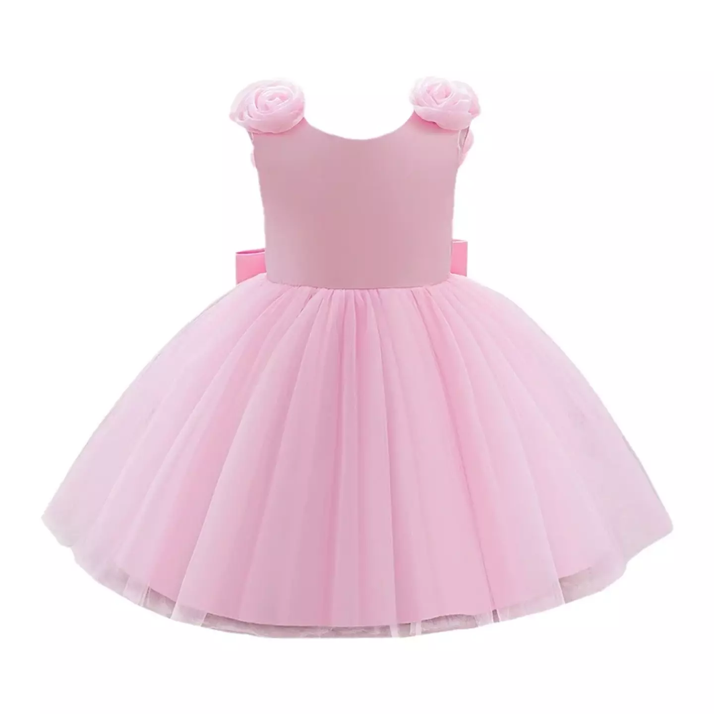 McCartney Pink Rose Back Bow Baby Birthday Party Dress