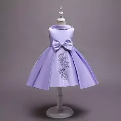 Kaitlin Lavender Floral Applique Knee Length Party Dress