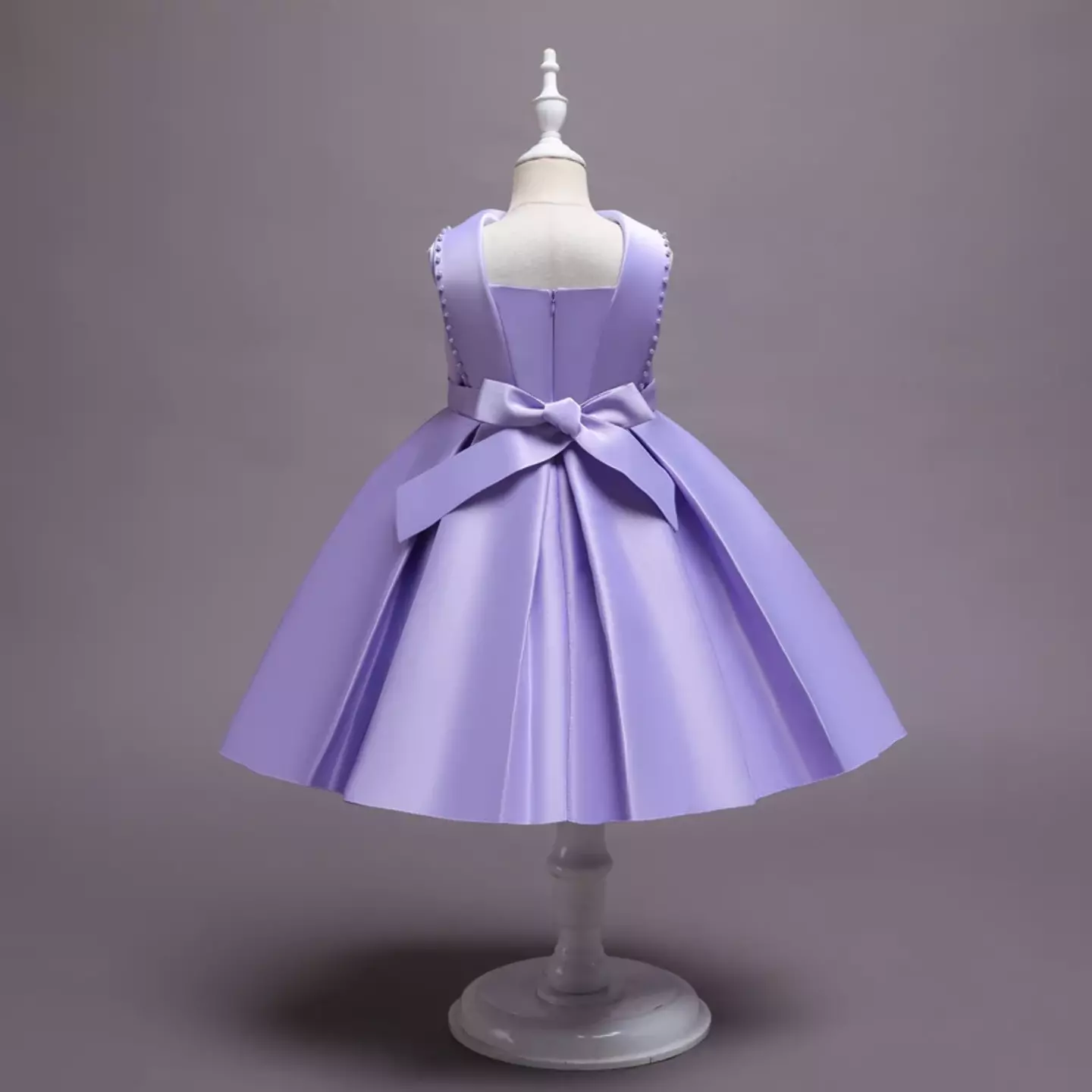 Kaitlin Lavender Floral Applique Knee Length Party Dress