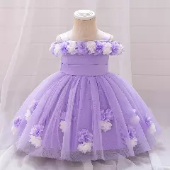 Amber II Purple Waist Band Baby & Toddler Party Dress