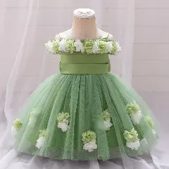 Amber II Sage Green Strap Baby & Toddler Party Dress