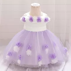 Amber II White-Purple Two-Tone Baby & Toddler Dress