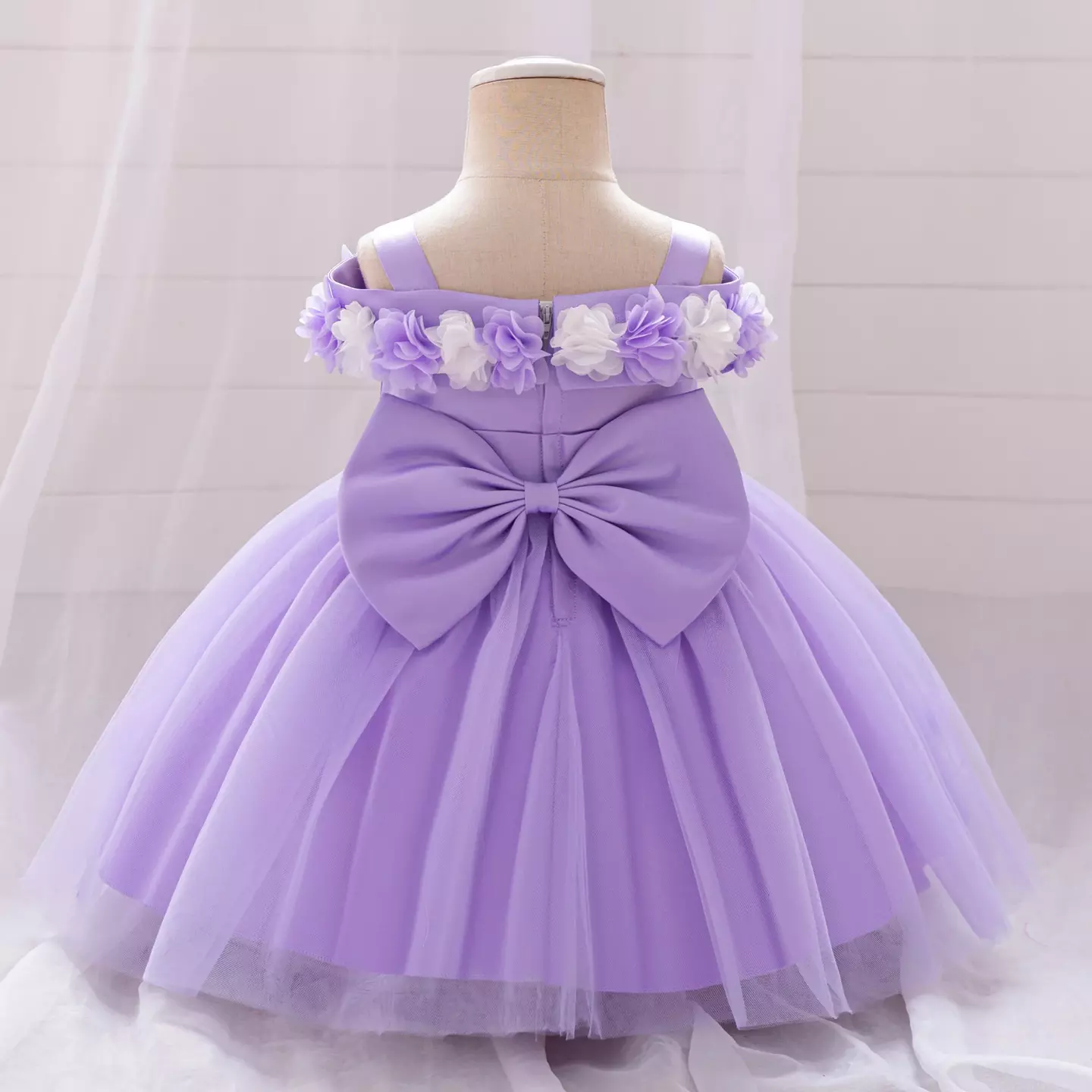 Amber II Purple Waist Band Baby & Toddler Party Dress