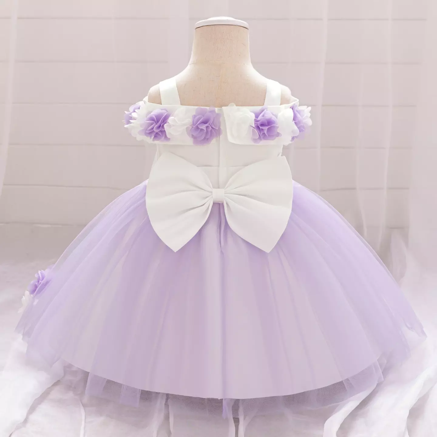 Amber II White-Purple Two-Tone Baby & Toddler Dress