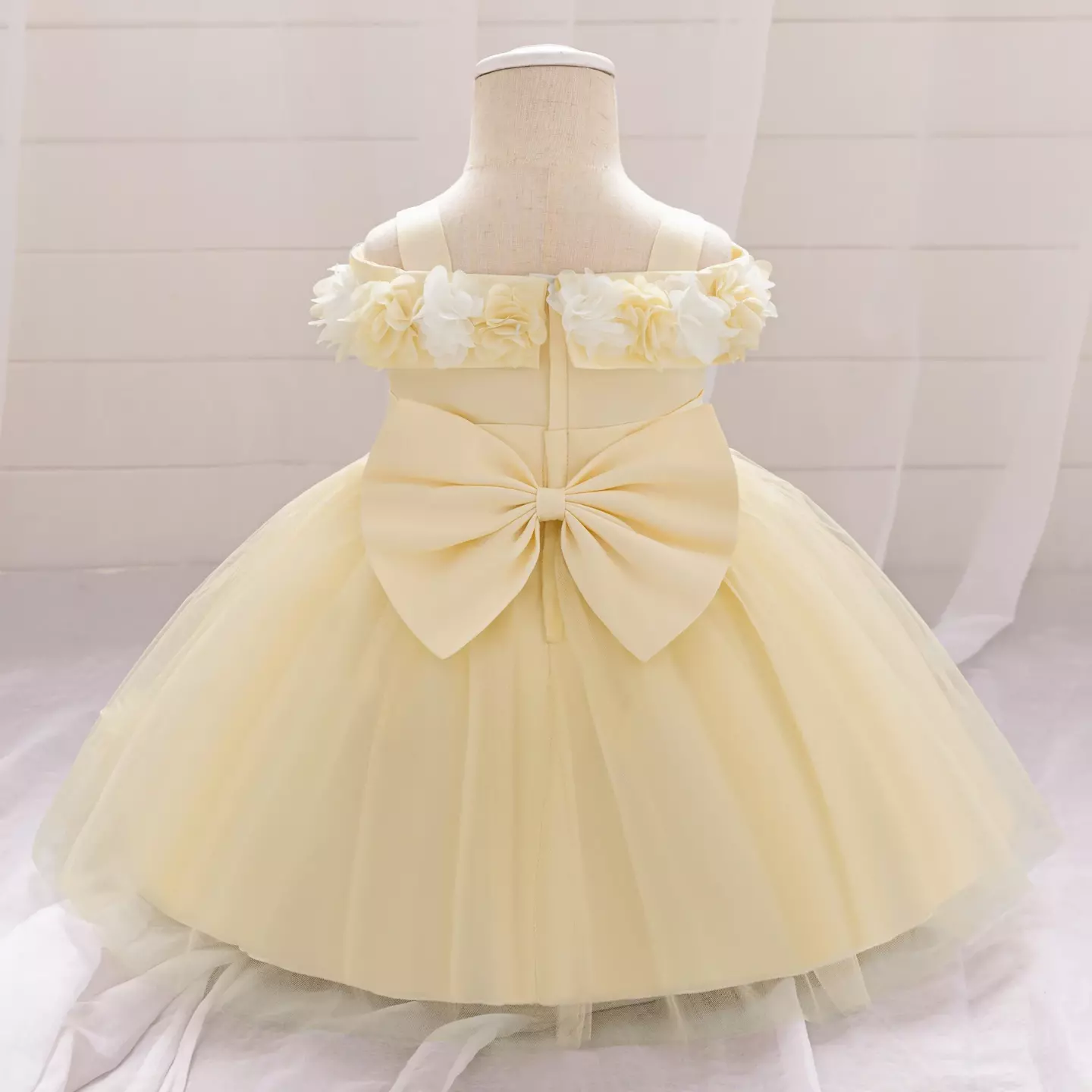 Amber II Champagne Straight Neckline Baby Party Dress