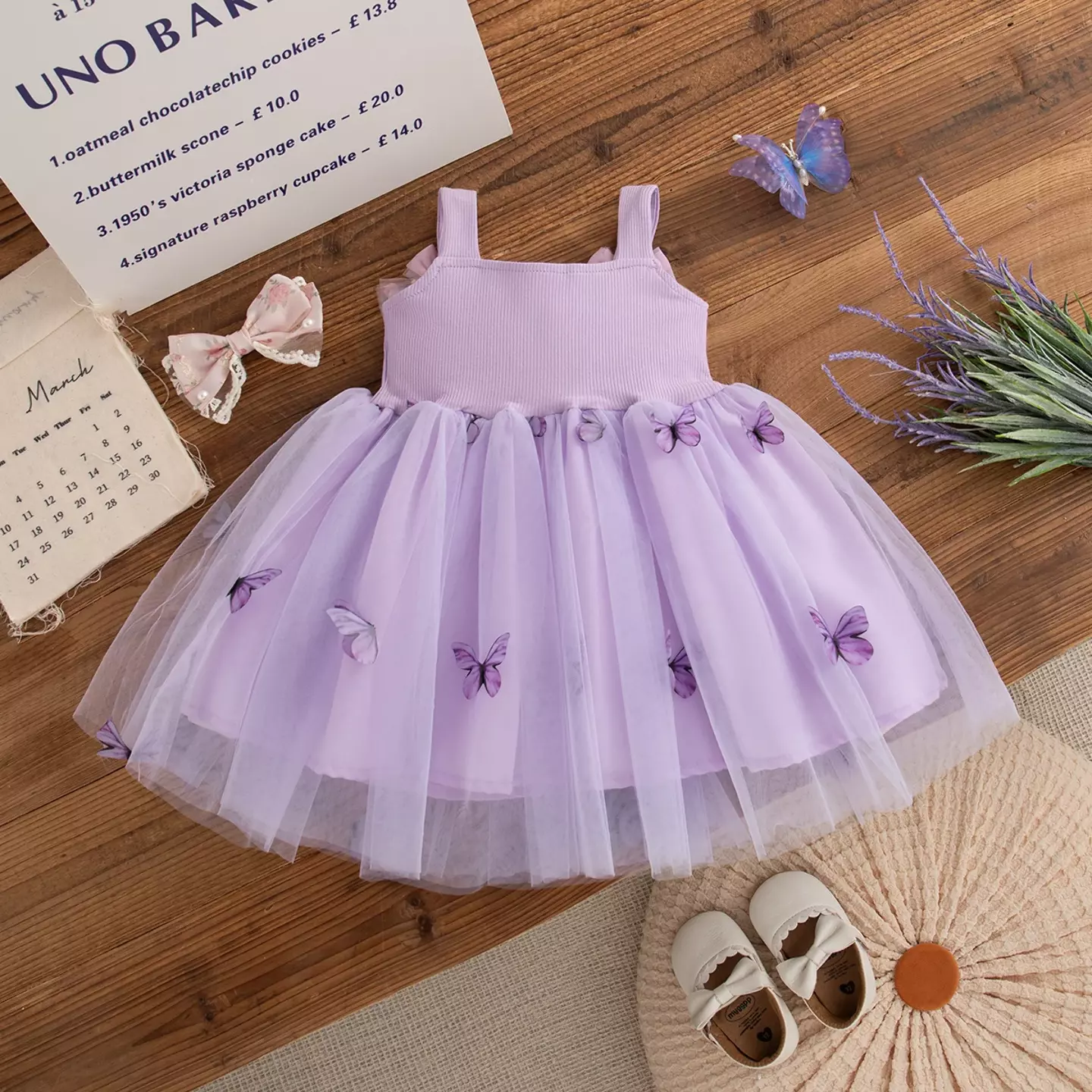 Magda Lavender Layered Butterfly Skirt Baby & Toddler Dress