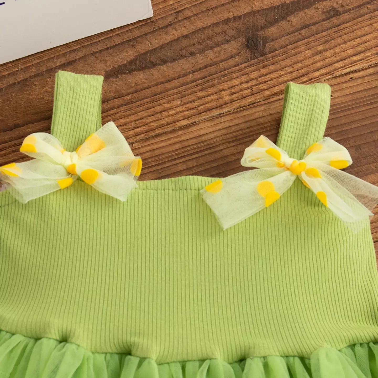 Magda Green Ribbed Bodice Bow-Strap Baby & Toddler Dress