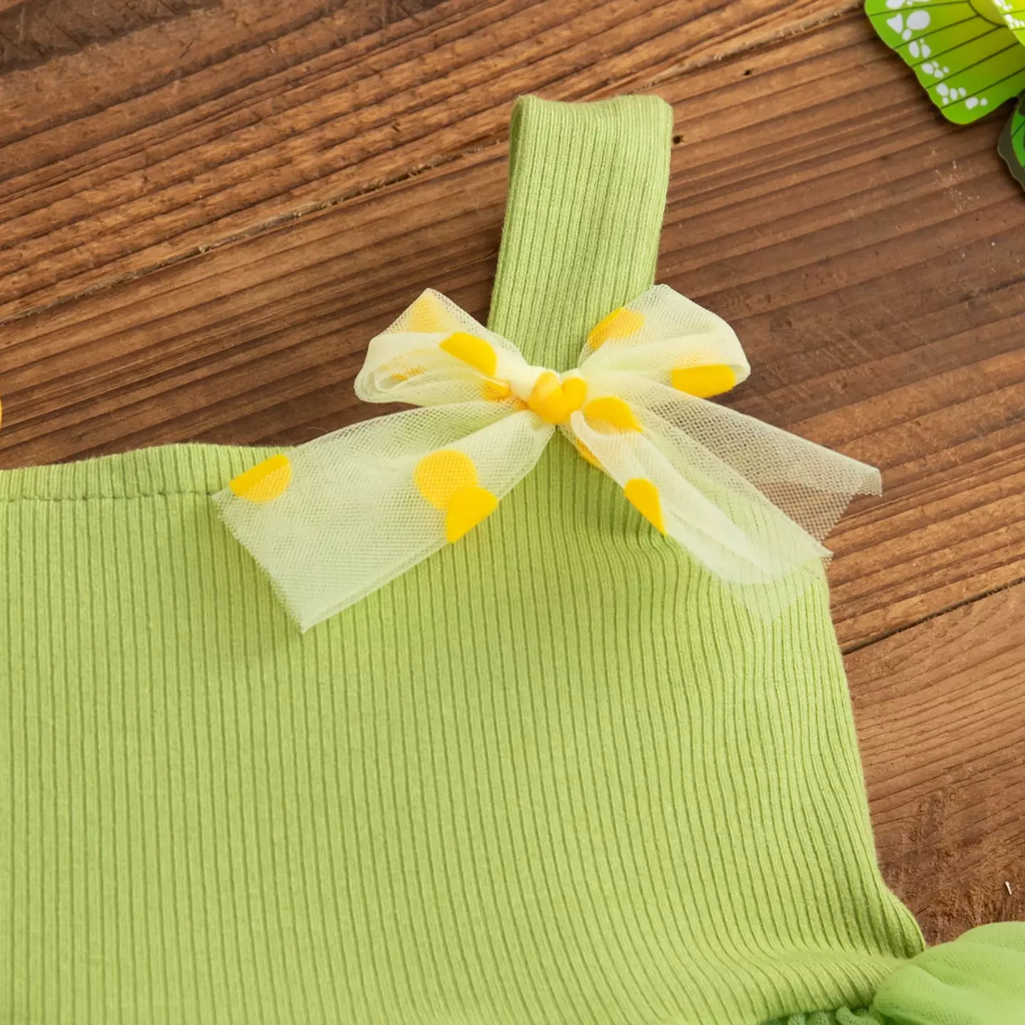 Magda Green Ribbed Bodice Bow-Strap Baby & Toddler Dress