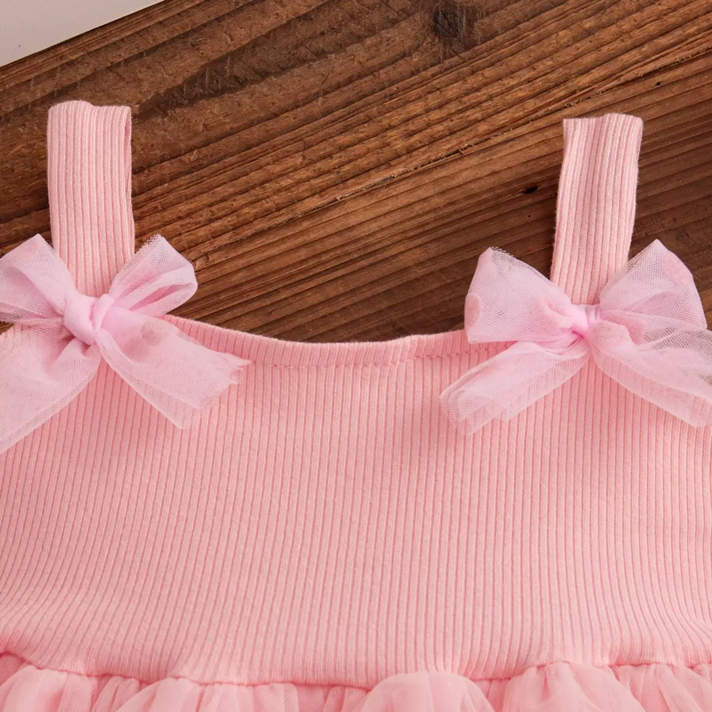 Magda Pink Bow-Strap Ribbed Bodice Baby & Toddler Dress