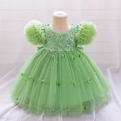 Renata Sage Green Sequin Butterfly Tulle Baby Party Dress