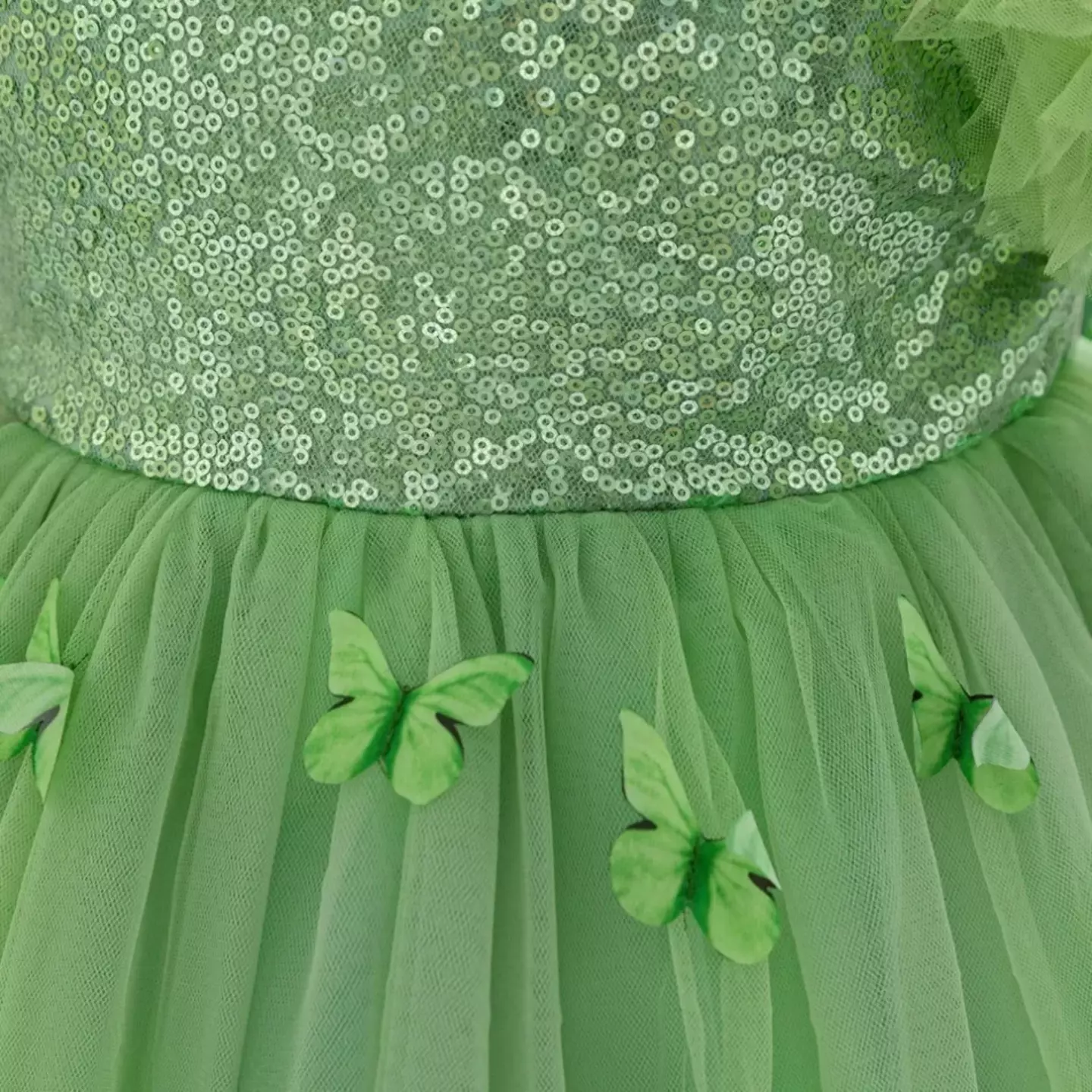 Renata Sage Green Sequin Butterfly Tulle Baby Party Dress