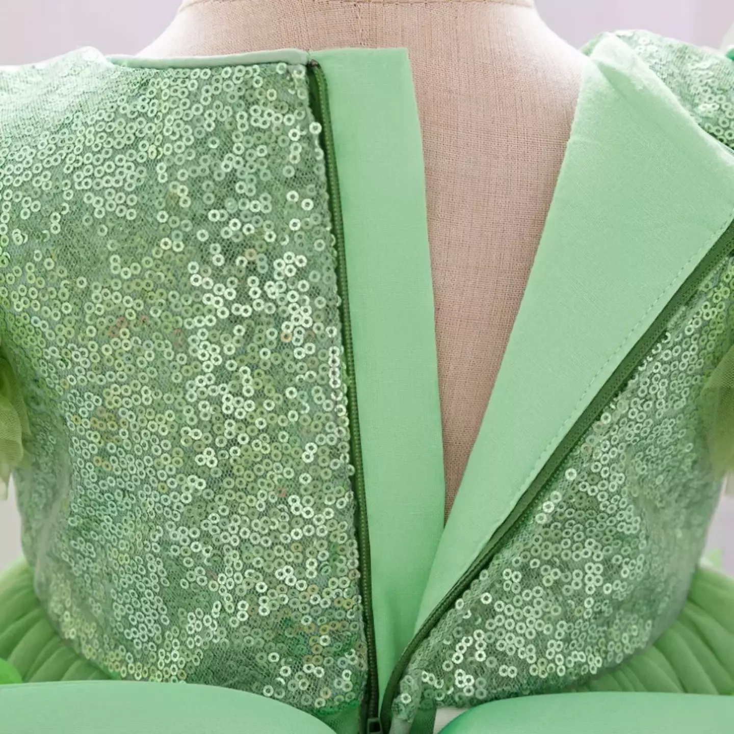 Renata Sage Green Sequin Butterfly Tulle Baby Party Dress