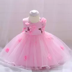 Hanne Pink Floral Tea Length Baby & Toddler Party Dress