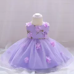 Hanne Lavender Bow Back Tea Length Baby & Toddler Dress