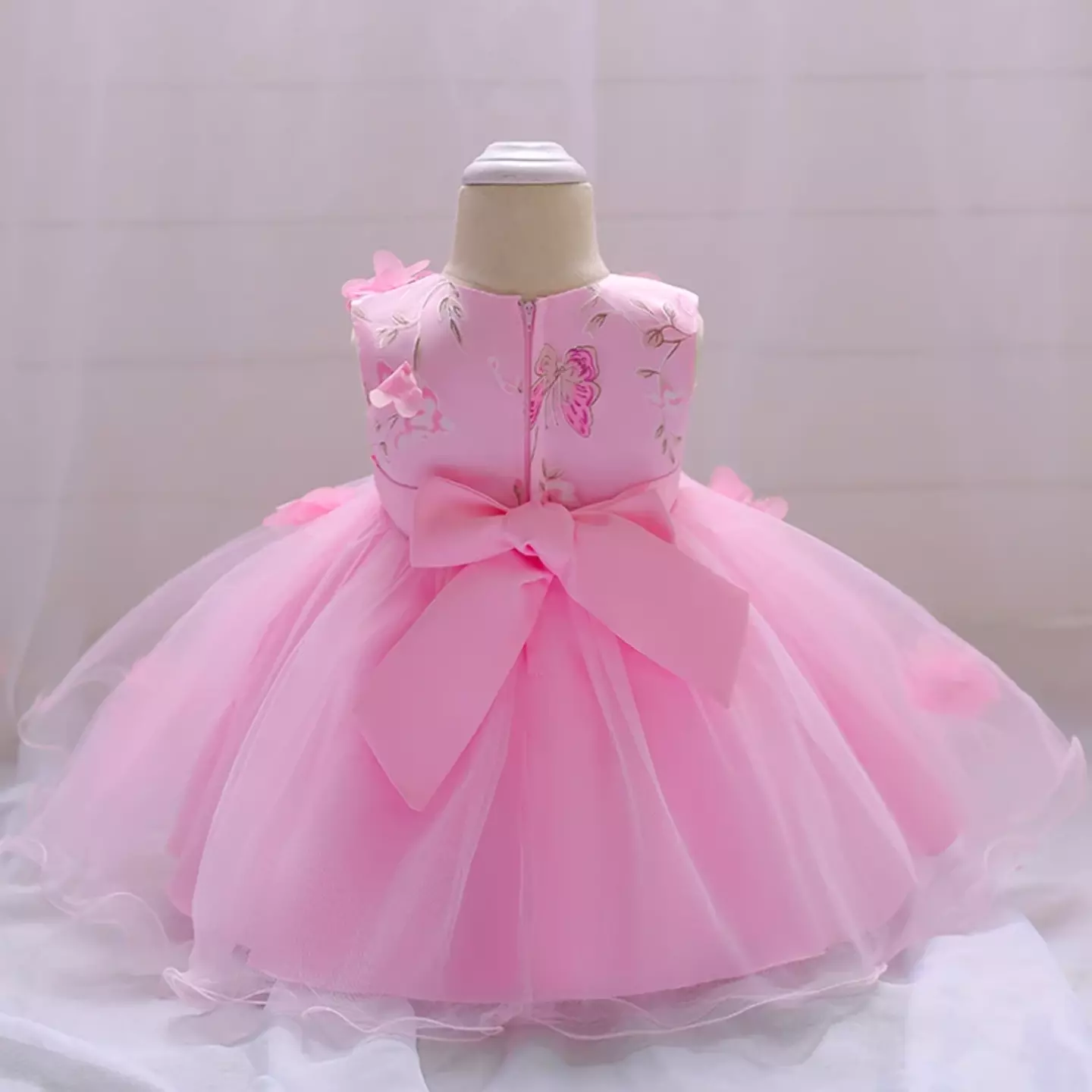 Hanne Pink Floral Tea Length Baby & Toddler Party Dress