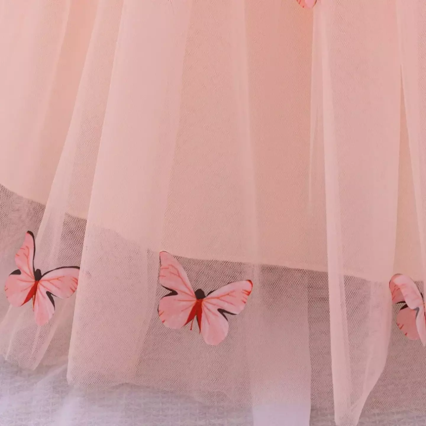 Renata Peach Pink Sequin Butterfly Tulle Baby Party Dress