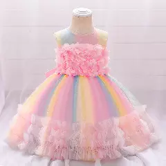 Solana Pink Pastel Panel Knee Length Baby & Girls Dress