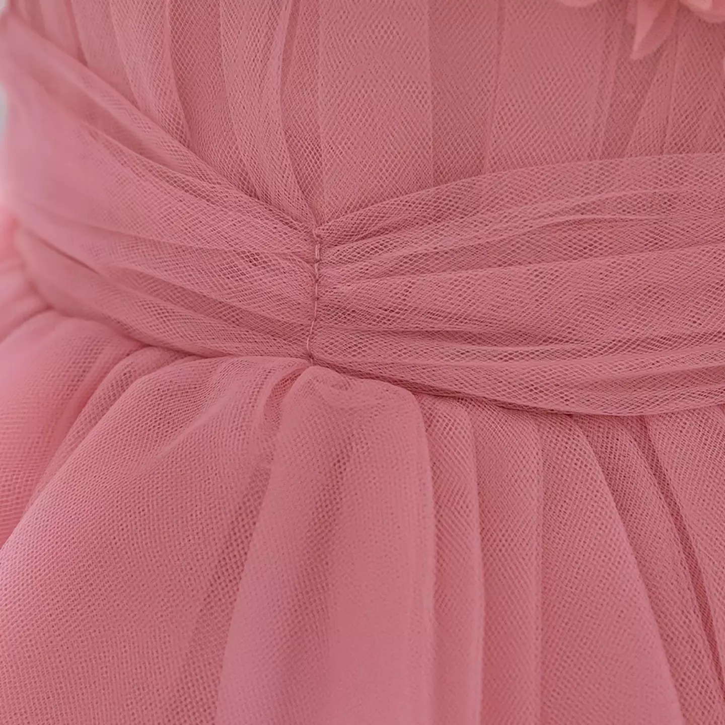 Simona Dusty Pink 3D Flower Square Neck Baby Tulle Party Dress