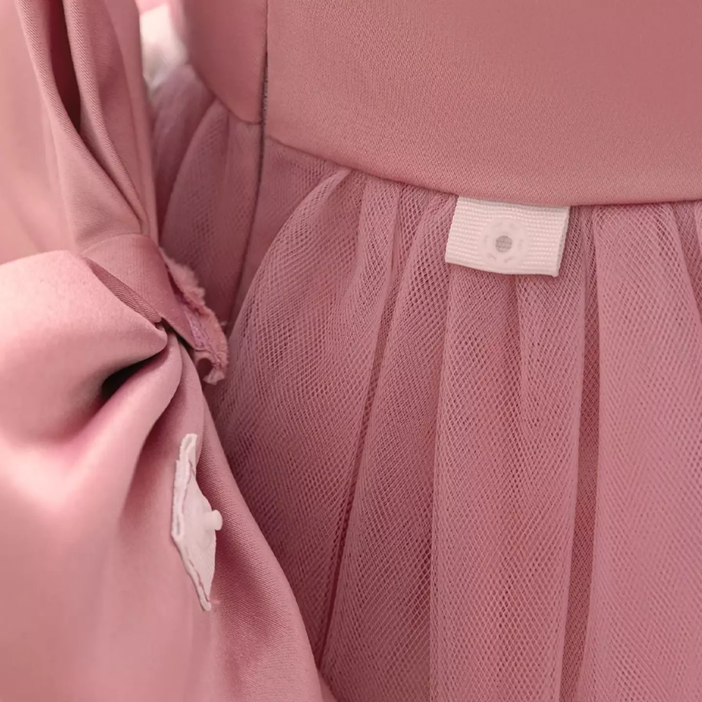 Simona Dusty Pink 3D Flower Square Neck Baby Tulle Party Dress