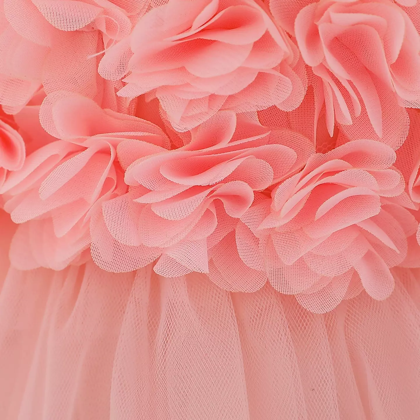 Francesca Peach Pink Embroidered Mesh Baby Party Dress