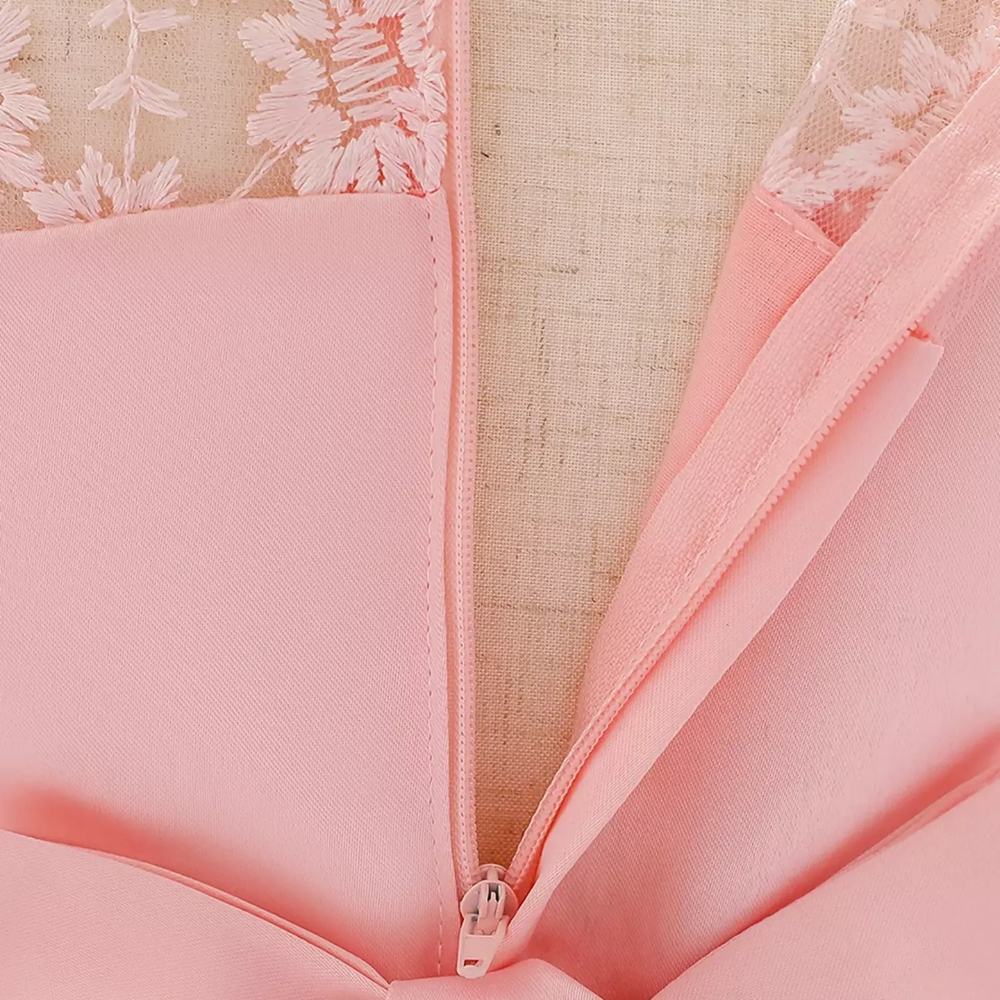 Francesca Peach Pink Embroidered Mesh Baby Party Dress
