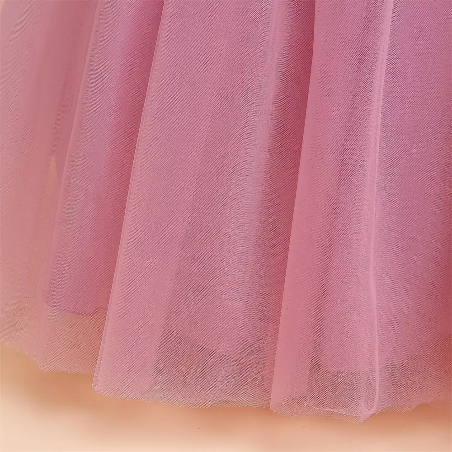 Simona II Dusty Pink 3D Flower Square Neck Tulle Girls Party Dress