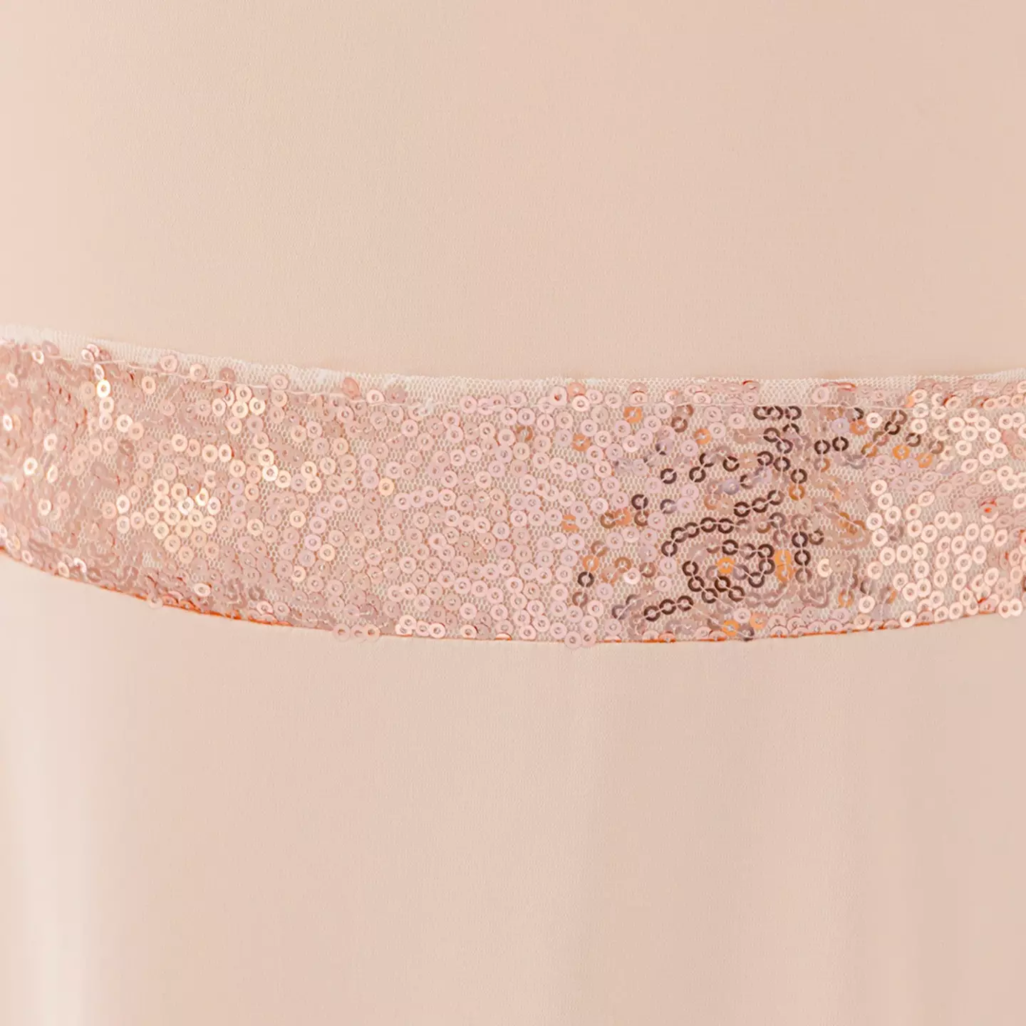 Moyuka Peach Pink Ribbon Strap Sequin Waist Girls Dress