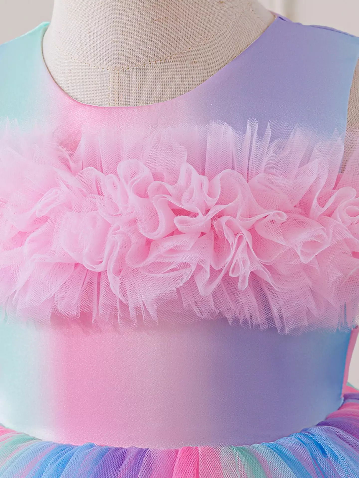 Leolia Pink Pastel Gradient Knee Length Girls Party Dress