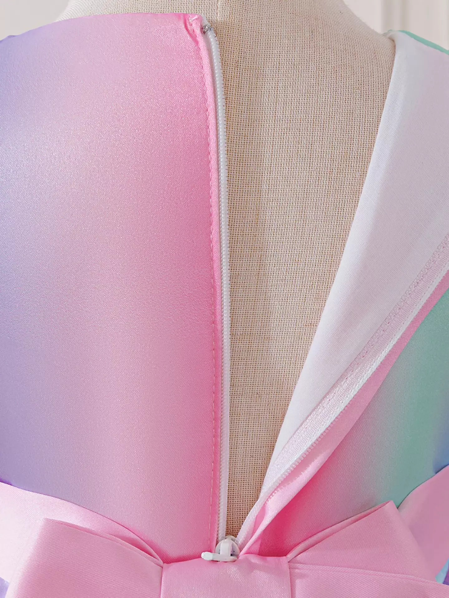 Leolia Pink Pastel Gradient Knee Length Girls Party Dress