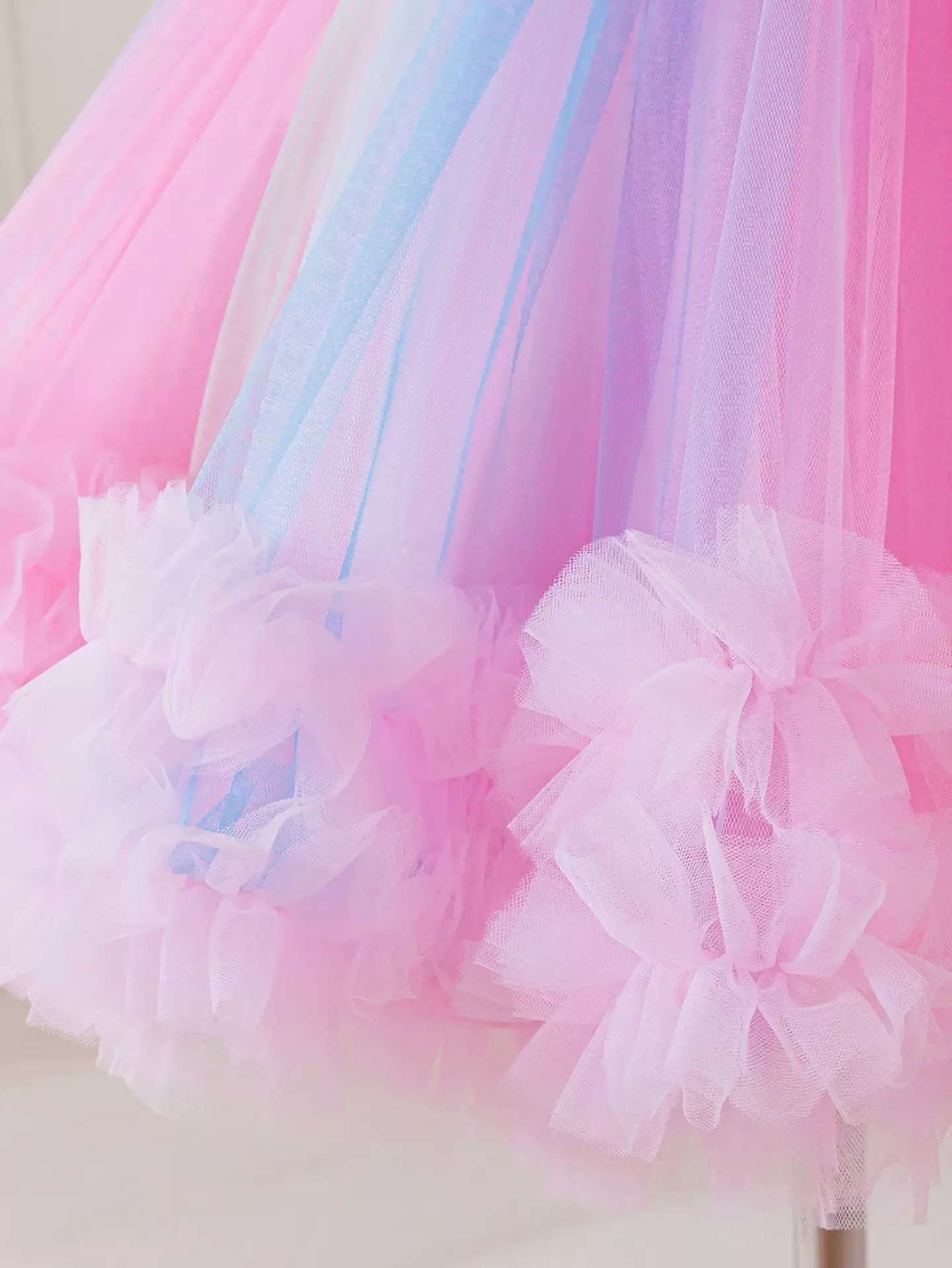 Leolia Pink Pastel Gradient Knee Length Girls Party Dress