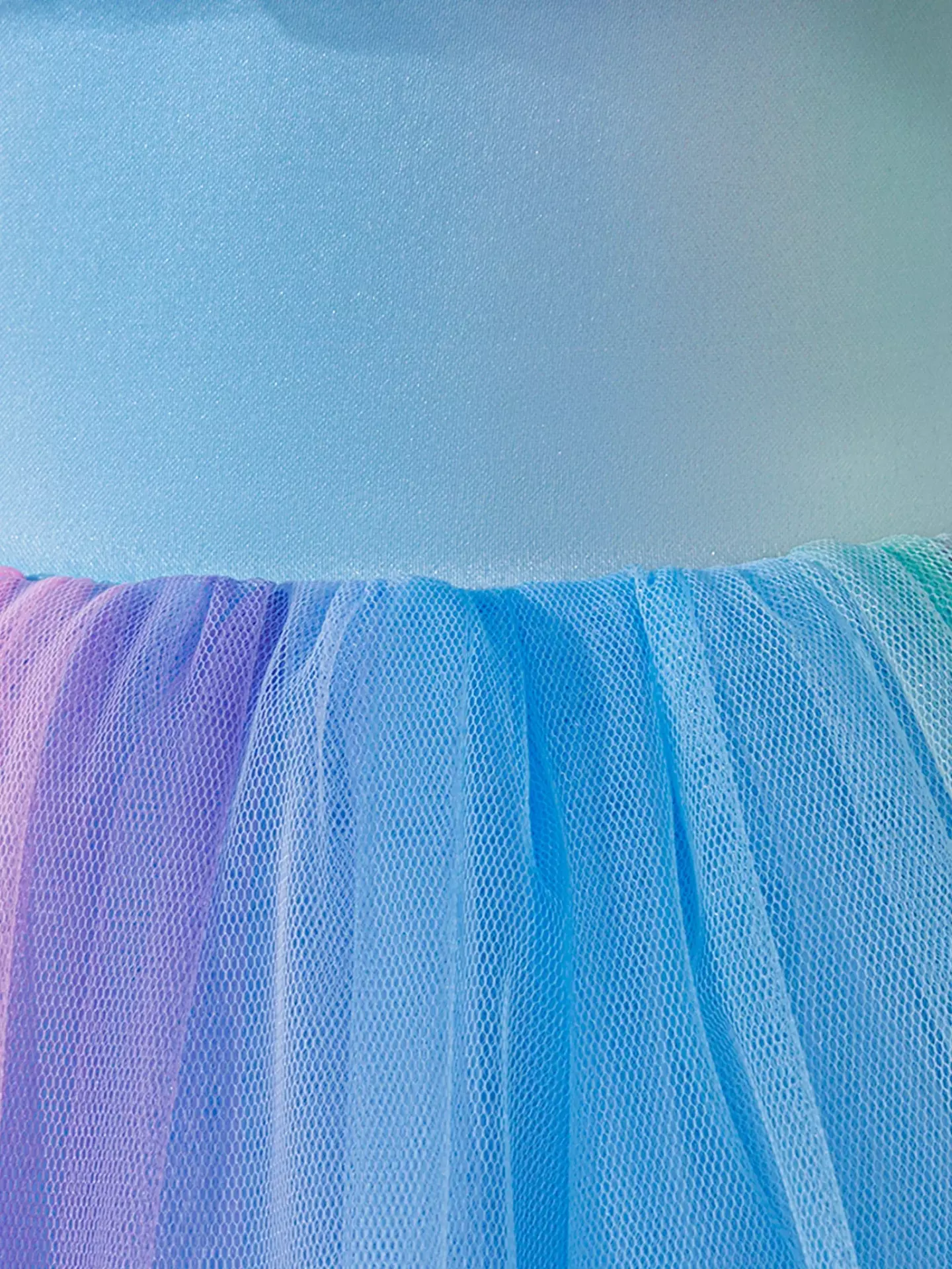 Leolia Blue Layered Tulle Knee Length Girls Party Dress