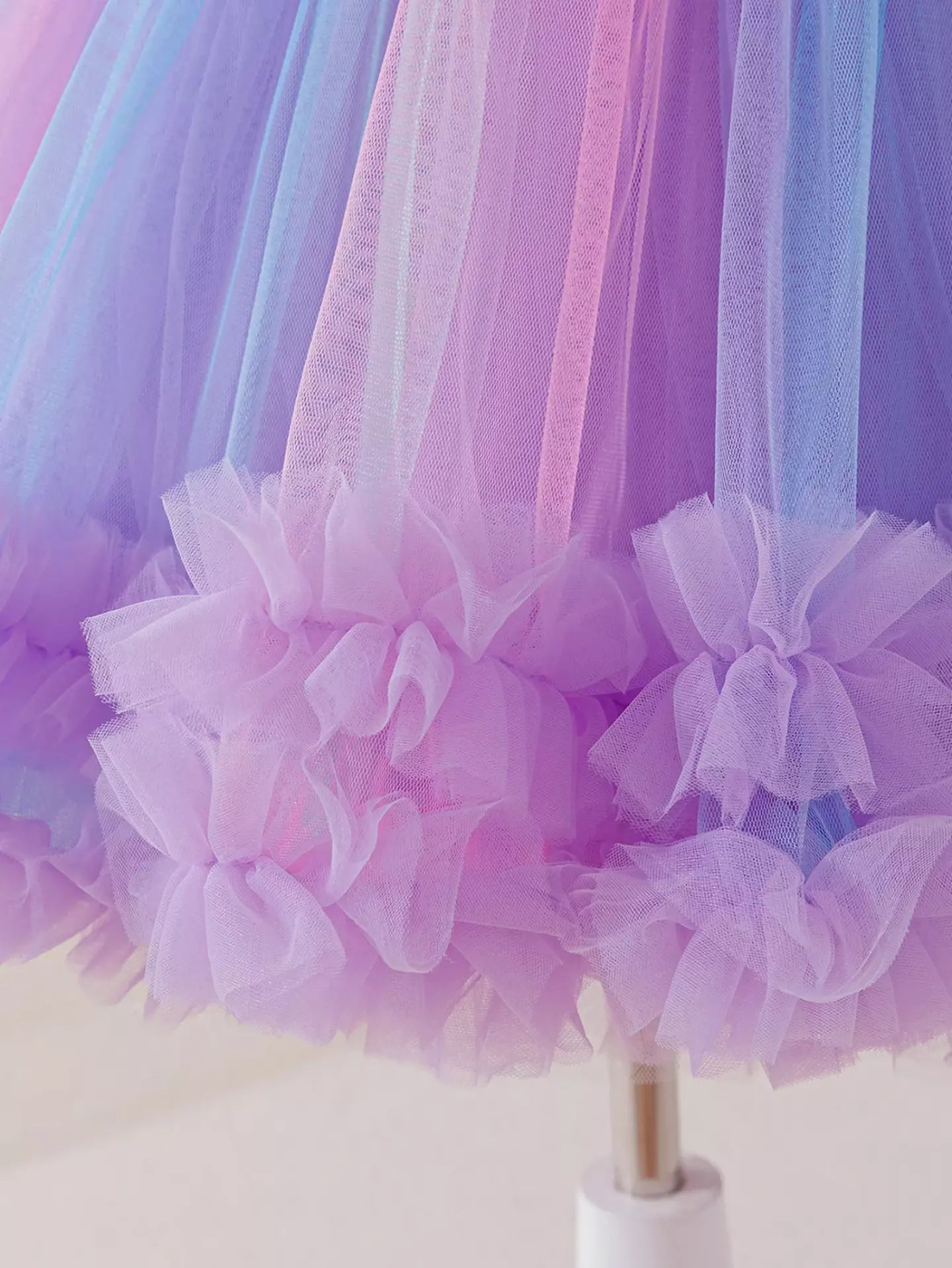 Leolia Lavender Ruffle Neck Knee Length Girls Party Dress