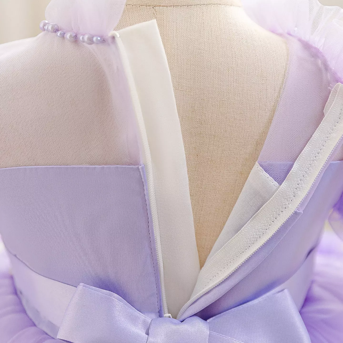 Veronika Lavender Puff Sleeve Floral Tulle Floor Length Baby Girls Party Dress