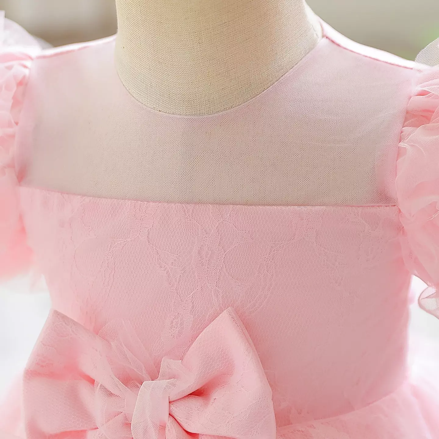 Noma Pink Curving Ruffle Tea Length Baby Party Dress