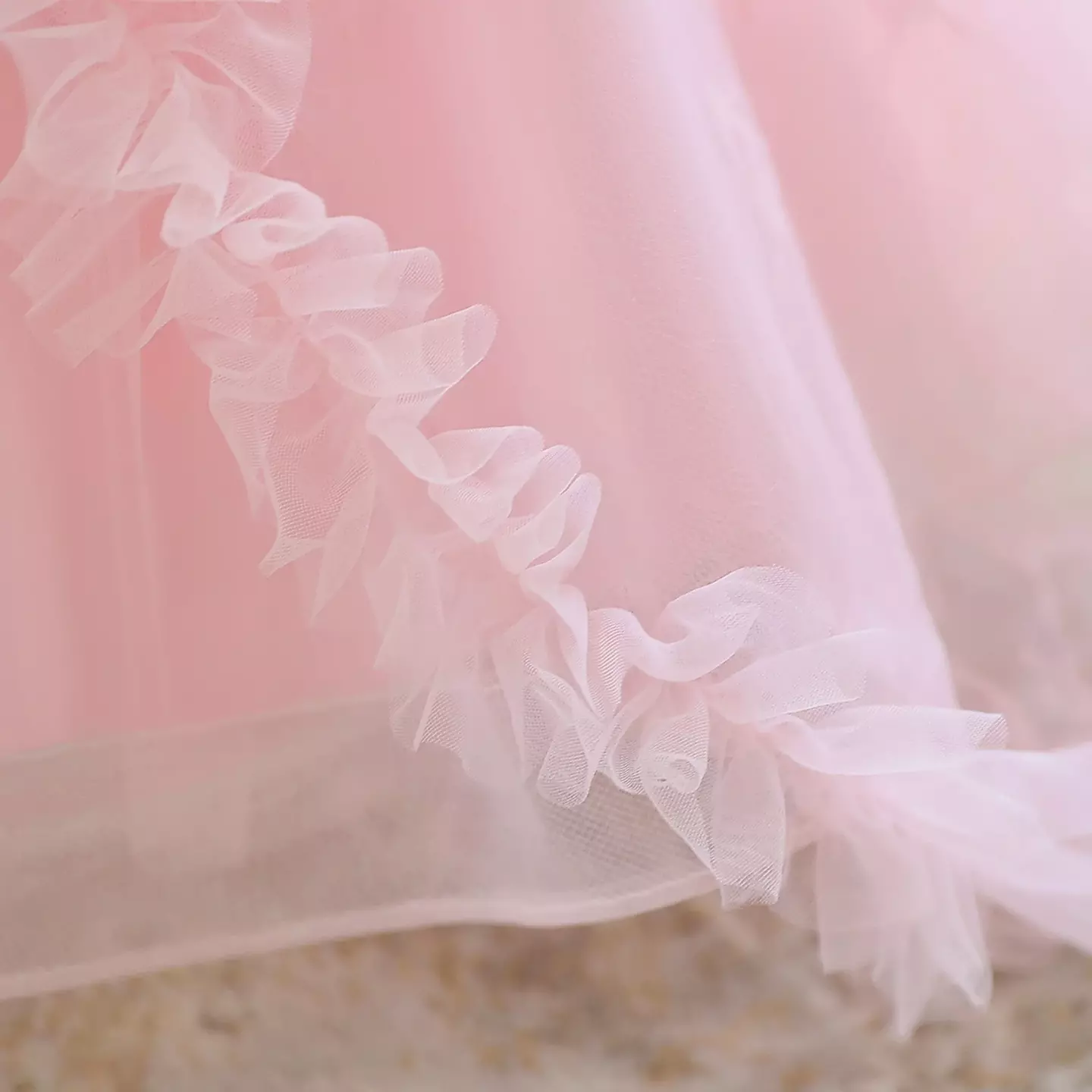 Noma Pink Curving Ruffle Tea Length Baby Party Dress