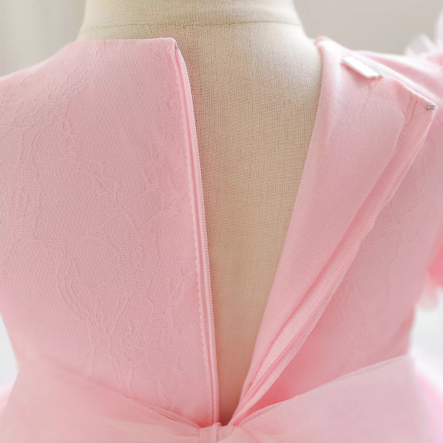 Noma Pink Curving Ruffle Tea Length Baby Party Dress