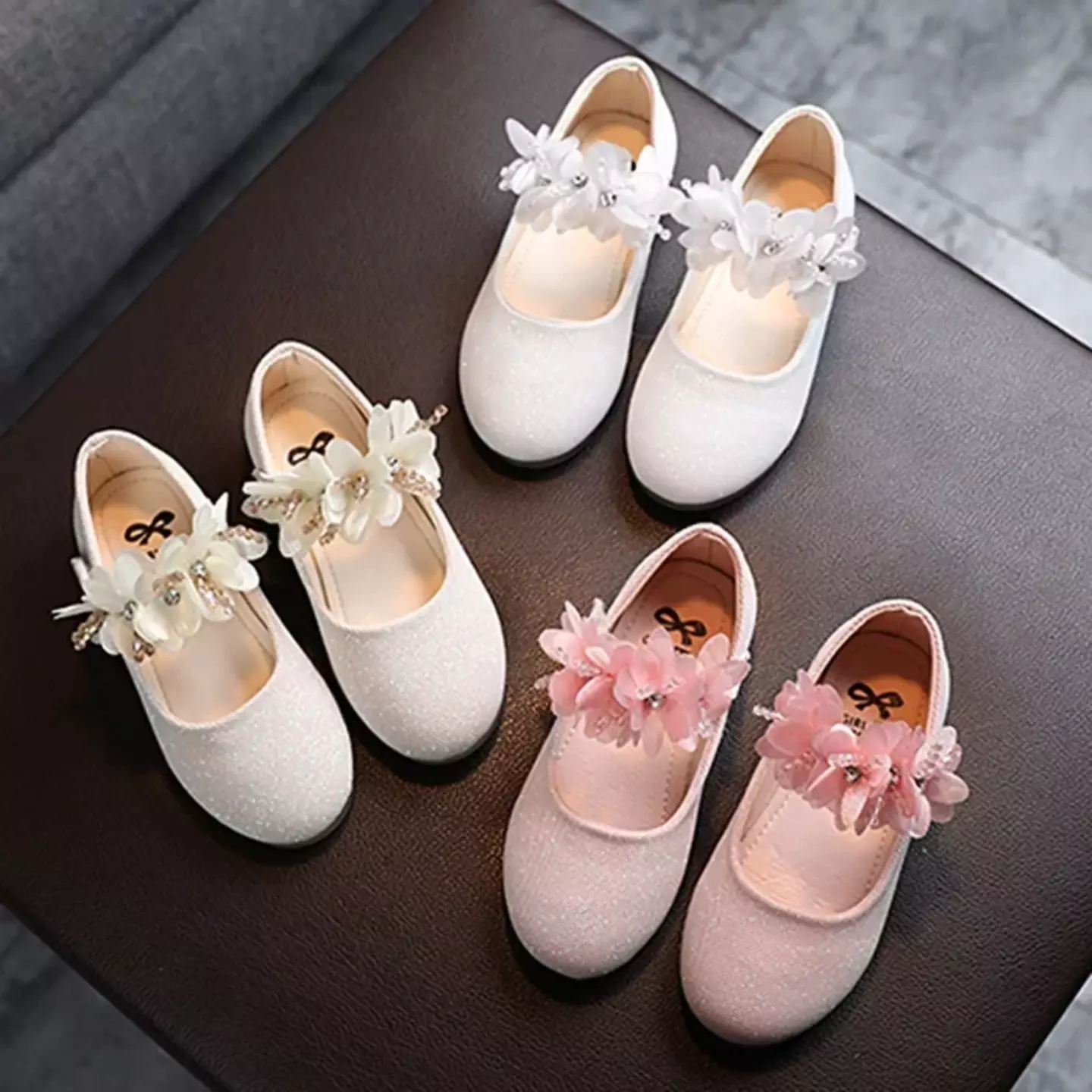 Baby & Young Girls Ivory Chiffon Petal Clear Heel Party Shoes | Lucys 10744